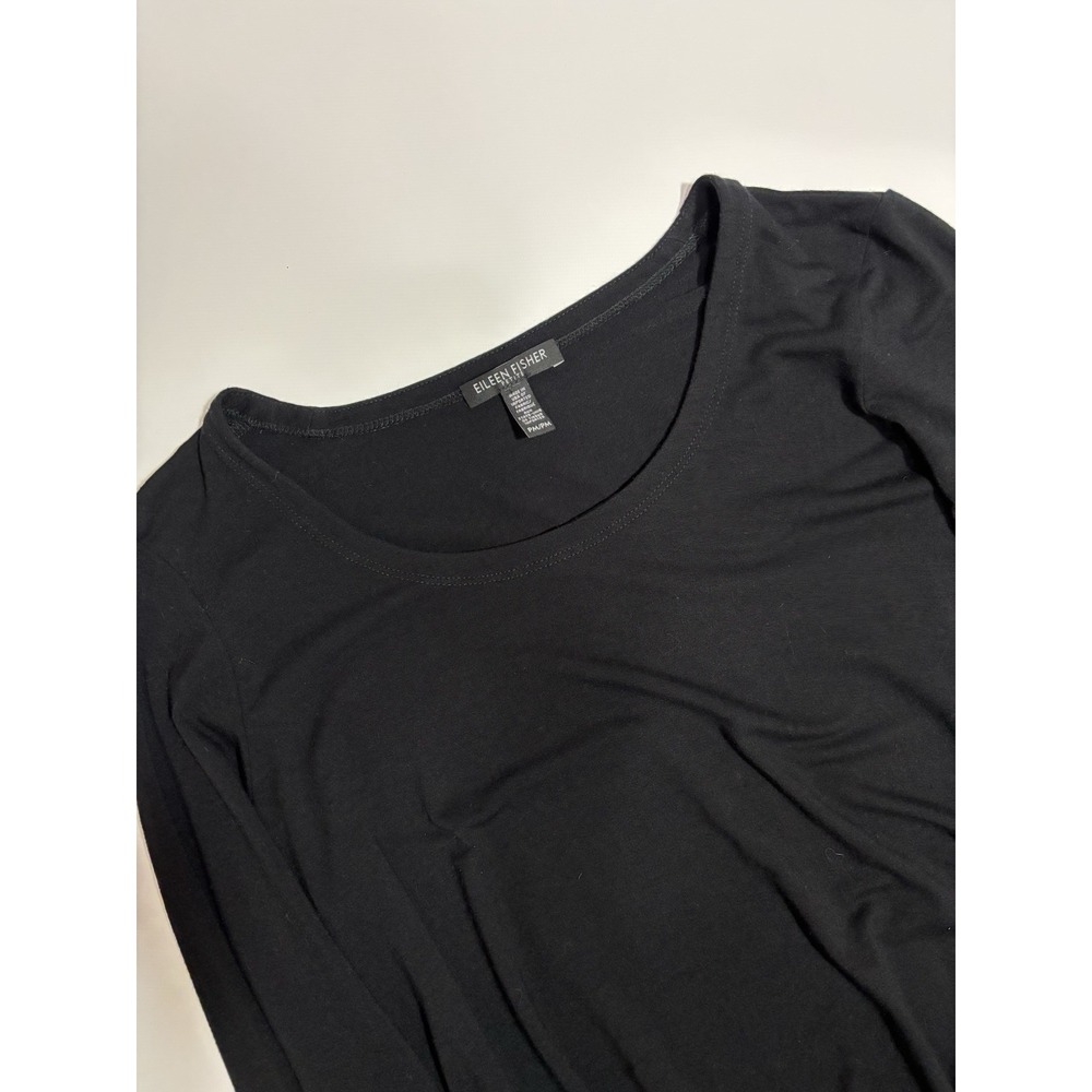Eileen Fisher‎ Petite Black Long Sleeve Tunic Top Dress PM Classic Minimalist - Picture 5 of 9